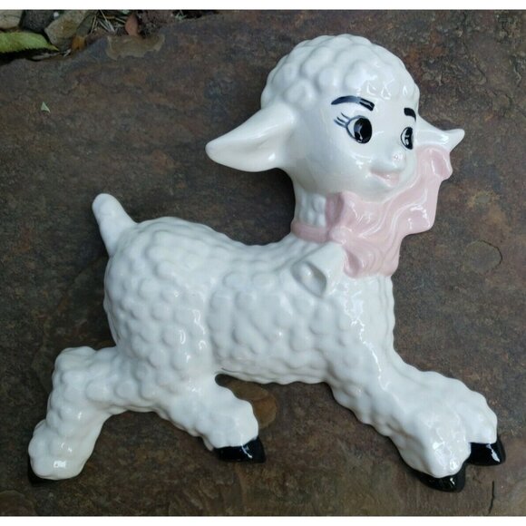 Little Bo Peep Lamb Wall Décor MCM Ceramic Nursery Irene Smith Anthropomorphic - Picture 2 of 12
